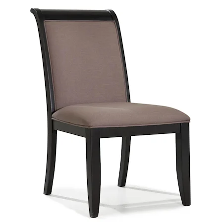 Upholstered Dining Side Chair with Exposed Geometric Panel Seat Back